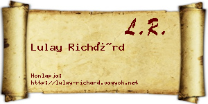 Lulay Richárd névjegykártya